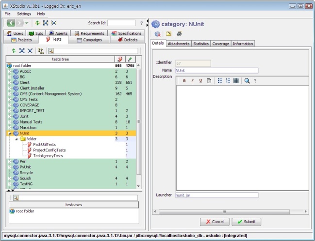 Create a dedicated category for NUnit tests and create three tests